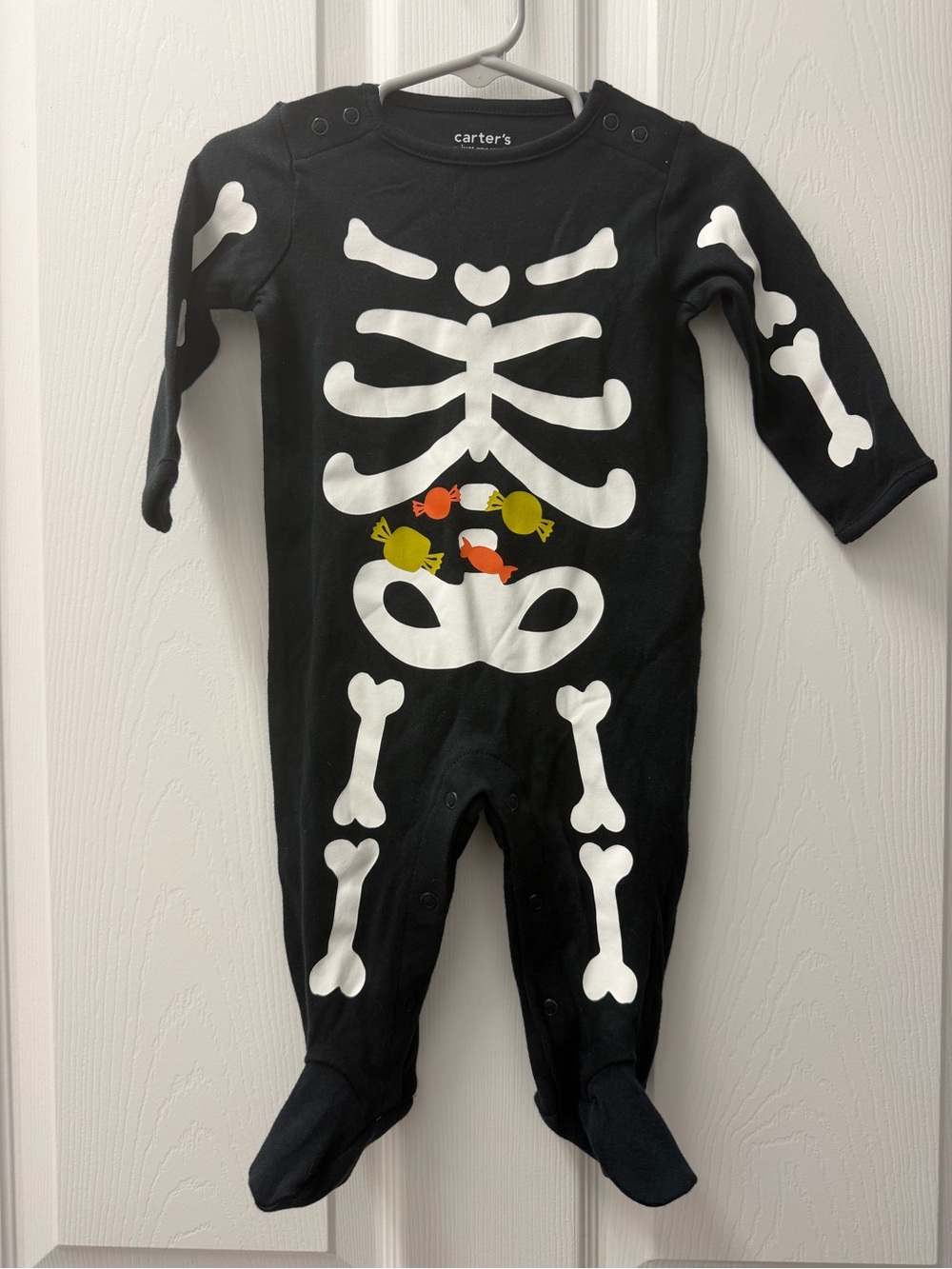 Carter's Black Skeleton Footed One-Piece with Candy Motif